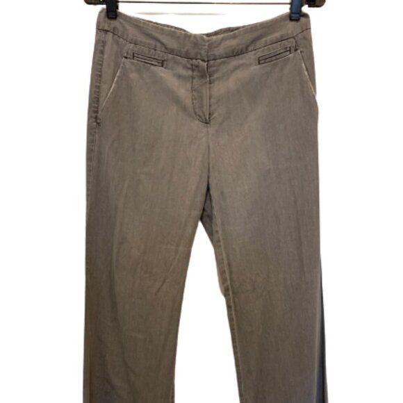 Theory Pants - Theory Cotton/Silk Grey Wide Leg Trousers Pants Distress Pocket Size 6